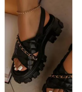 2022 Fashion Platform Women Shoes Open Toe Confortevole aumento dellaltezza Sandali Casual Beach Slides Pantofole Chain Flip